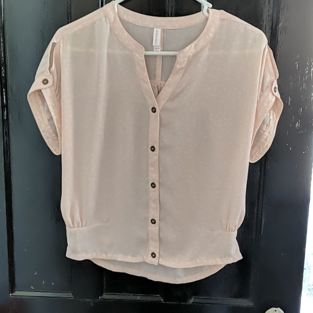 Pink polkadot blouse